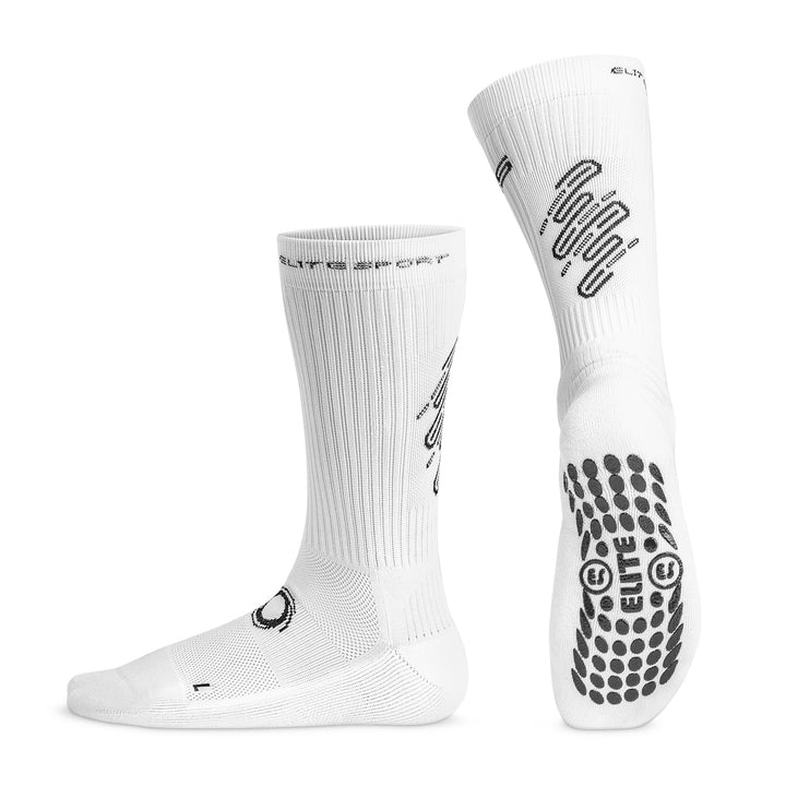 Elite Anti Slip Sport Socks White - three pair pack